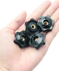 10 Pcs M6 Star Knob Fixtures Tight Handle Nut Through Hole Plastic Knurled Copper Core Knobs For Saw Fence Drilling Machine Lathe Black