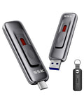 Blazing Fast USB 3.2 Gen 2 Dual USB Type C And USB A Flash Drive 128GB External SSD Pendrive with protective cover and connectors
