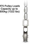 M75 Lifting Single Swivel Pulley Block For Heavy Duty Hoisting Stainless Steel Construction 1322 Lb Load Capacity