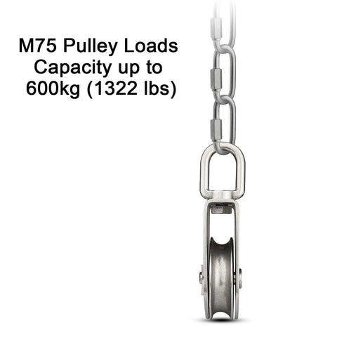 M75 Lifting Single Swivel Pulley Block For Heavy Duty Hoisting Stainless Steel Construction 1322 Lb Load Capacity