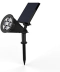 Sun Powered 4 LED Solar Spotlight Kit, 2 Pack, 2 In 1 Adjustable Wall And Landscape Lights With Auto On Off Sensor, All Weather Outdoor Flood Lights