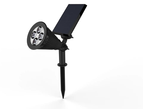 Sun Powered 4 LED Solar Spotlight Kit, 2 Pack, 2 In 1 Adjustable Wall And Landscape Lights With Auto On Off Sensor, All Weather Outdoor Flood Lights