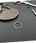 Stainless Steel Snap Ring Kit Five Piece C Clips Circlips Retaining Rings for Shafts Pins and Studs shown with tools