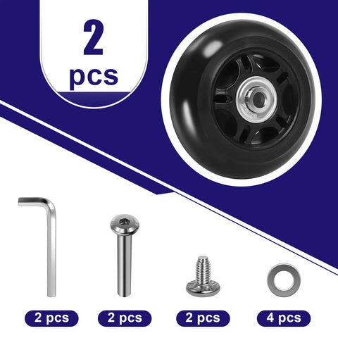 Luggage Replacement Wheels 76mm By 24mm With ABEC 608zz Bearings Inline Skate Style Suitcase Wheel Repair Kit 1 Pair