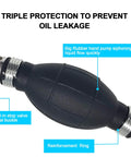 Close-up of Six Ft Boat Fuel Line With Primer Bulb Nylon Braided Universal Three Eighths Inch Hose 10mm Inner Diameter with components.