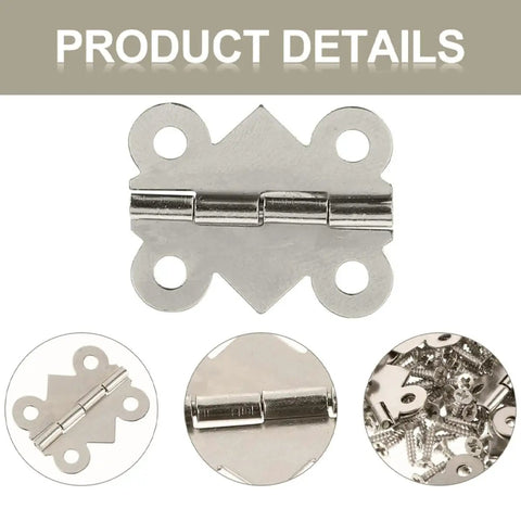 Vintage Iron Cabinet Hinges 20 Piece Small Butt Hinges For Cabinets Jewelry Boxes with screws and hinge details
