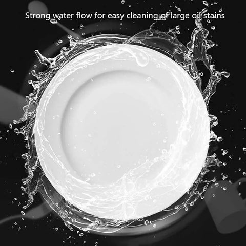 Compact Countertop Dishwasher With Smart Touch Interface And Fast Air Dry Mode Built Smooth For Tiny Apartments Studios Or Break Rooms A No Fuss Mini Tabletop Scrubber That Makes Tough Dishes Feel Like A Total Breeze with strong water flow cleaning a large plate.