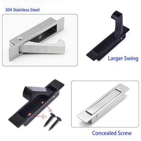 Sliding Pocket Door Handles 304 Stainless Steel Non Locking Pocket Door Hardware Recessed Flush Finger Pulls Heavy Duty Edge Pull Satin Nickel Finish 6 Inch Set for Interior Doors