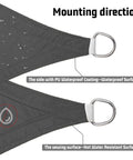 Close-up of Waterproof Triangle Shade Sail 16ft x 16ft x 16ft Dark Grey for Outdoor Patio Garden Backyard UV Resistant