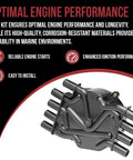 Distributor Cap and Rotor Kit For Mercruiser and Volvo Penta V8 Engines 5.0 5.7 6.2 Flat Top Cap Brass Contacts For 2001 Onward Marine.