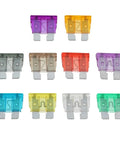 Auto Fuse Kit With 400Pcs Car Fuses 15A 20A 25A 30A 35A Blade Type Assortment With Box showing 10 color-coded blade fuses