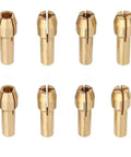 Get These Epic 2 Piece Brass Drill Chuck Adapters With Micro Collets For Your Rotary Tool, 9 brass micro collets for 1mm to 3mm bits.