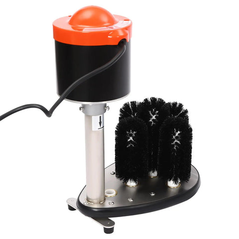 Heavy Duty Electric Commercial Glass Washer Slick Five Brush Upright Setup in black and red, designed for efficient glass cleaning.