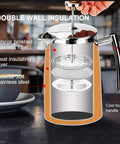 Diagram showing 1.5 Liter 304 Stainless Steel French Press Coffee Maker Built To Last With Insulated Double Wall And Extra Screen