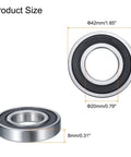 Four Pack Deep Groove Ball Bearings 20mm Bore 42mm Outer Diameter 8mm Width High Carbon Chrome Steel Double Rubber Sealed ABEC1 Built Tough