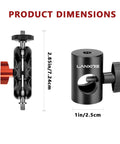 Lanxire 1/4-inch screw mount adapter set (2-pack) with dual joint tilt; black cylindrical body with LANXIRE logo and red knob.