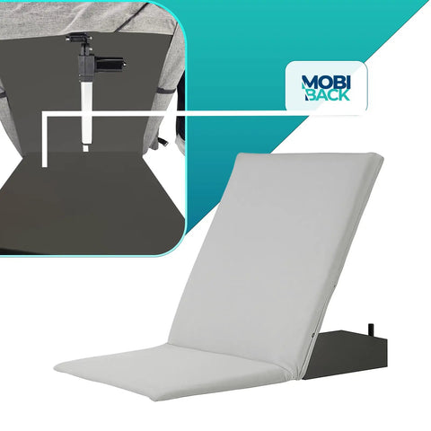 Cool Electric Lifting Backrest For Bed That Lets You Sit Up Easy With Smooth Pump System Perfect For Seniors And Expecting Moms To Chill In Comfort All Day Long, grey adjustable backrest with pump mechanism.