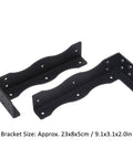 Heavy Duty Floating Shelf Bracket Made Of Carbon Steel Built Tough Rust Resistant Frosted Black Finish Wall Mounted Shelf Bracket With 80 Lb Load Capacity For Kitchen Bathroom Office TV Stand Garage Indoor Use, set of two brackets on a white background, size shown.