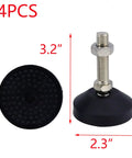 Heavy Lifter Adjustable Furniture Glides Non Slip Swivel Leveling Feet 4 piece set with rubber base, 3.2x2.3 inches.