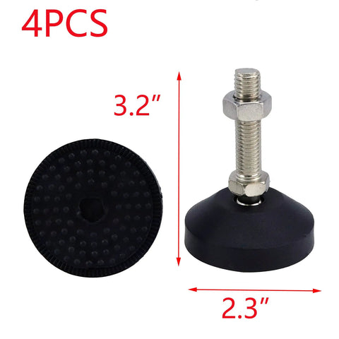 Heavy Lifter Adjustable Furniture Glides Non Slip Swivel Leveling Feet 4 piece set with rubber base, 3.2x2.3 inches.