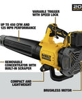 Image of Cordless Leaf Blower With 450 CFM Airflow And 125 MPH Power, Quiet Brushless Motor, highlighting features and design