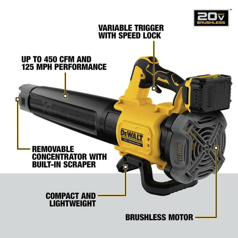 Image of Cordless Leaf Blower With 450 CFM Airflow And 125 MPH Power, Quiet Brushless Motor, highlighting features and design