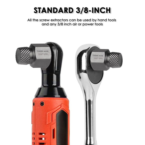 Pro Grade 25 Piece 3/8 Inch Drive Screw Extractor Set with Multi-Spline on hand tool and air tool.