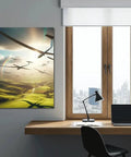 Freedom Over The Green Hills Wall Art Dope Canvas Print Or Poster Ready To Hang 30x20 with gliders and lush landscape
