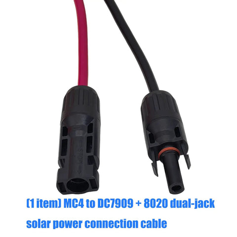 Tough Outdoor Solar Power Cable With Dual DC Connectors 8.0x2.0mm And 7.9x0.9mm For Secure Device Charging, Reliable Energy Transfer, And Protecting Sensitive Electronics During Outdoor Use, MC4 to DC7909 dual-jack cable
