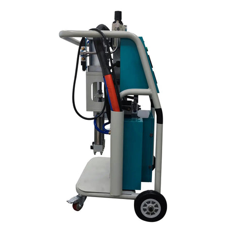 Heavy Duty Polyurethane Foam Spray Machine, side view showing pneumatic components and mobility features for waterproofing.