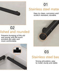 Slick Black Stainless Steel Railing Indoor And Outdoor Heavy Duty Wall Guardrail with polished rounded ends for comfort.