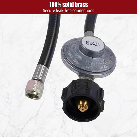 Two Foot Universal Grill Regulator and Propane Hose for Most LP Grills, Plug and Play QCC1 Type1 Connector, close-up