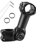Adjustable Bike Handlebar Stem Extender fits 31.8mm bars, 28.6mm steerer, black alloy with tools, boosts ride height 90 110 120mm 0-60° rise