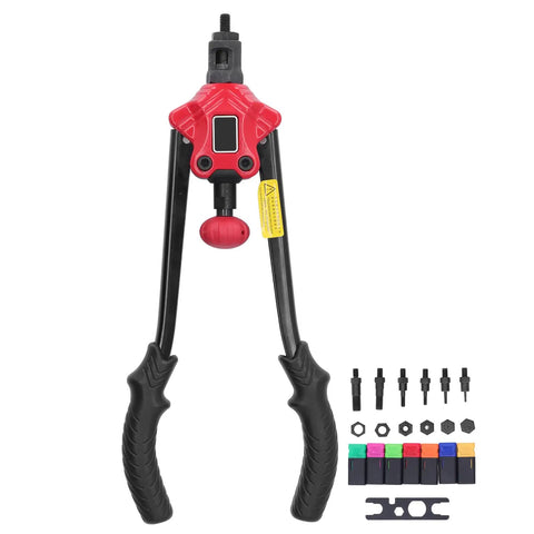 Heavy Duty Carbon Steel Nutsert Installer Tool Kit With Ergo Pump Handle, including mandrels and accessories for metal fab projects.