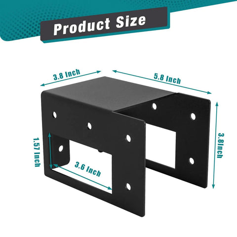 Firewood Log Storage Rack Bracket 4 Pack For Indoor And Outdoor Use showing dimensions in inches on black steel bracket
