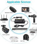 No-Brainer 72W Adjustable DC Power Supply 3V To 24V With LED Display Universal Switching Adapter with 14 DC tips shown with electronics