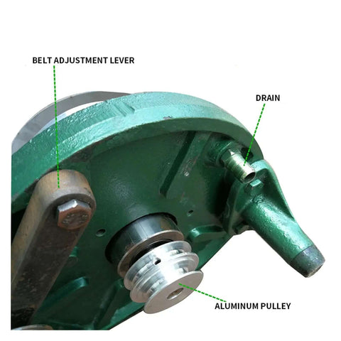 Close-up of Plug And Play Dual Head Gem Polishing Machine With 250 Watt Motor showing belt adjustment lever and aluminum pulley.