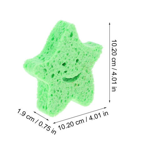 Star Shaped Body Scrubber Sponges Set With Quick Drying Wear Resistant Material for deep cleaning, shown with dimensions