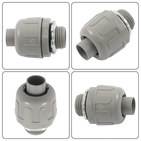 Heavy Duty Half Inch Npt Conduit Connectors 180 Degree Straight Wire Cable Grip 150 Pack installed from different angles