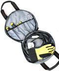 Heavy Duty Jumper Cable Organizer Bag That Straight Up Keeps Your EV Charging Cords Extension Lines And Tow Straps Snag Free With Zero Sweat Using A Secure Zipper And Sturdy Handle with tools and charging cables inside.