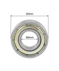 Front view of 699ZZ Deep Groove Ball Bearings 9mm X 20mm X 6mm Double Shielded Carbon Steel 5 Pack suitable for DIY projects