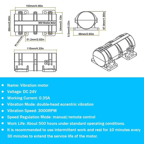 Technical diagram of 12V DC Vibration Motor 3800 RPM Mini Rotary Vibe For Electric Massage Beds And Chairs With Adjustable Speed And 110V Power Adapter