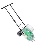 Rugged Handheld 12 Nozzles Manual Seeder With 5.31 Inch Spacing, durable iron and plastic build, side view