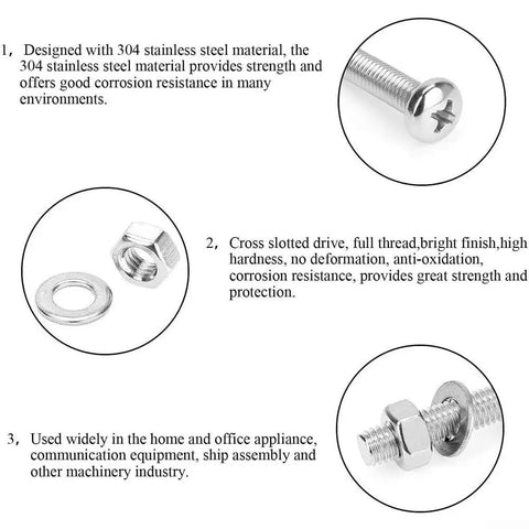 Hex Socket Bolt Kit 1220 Piece Set With Nuts, Washers And Tools In 304 Stainless Steel For Workshop Electronics Prototyping And Home Repairs heavy-duty fastener set