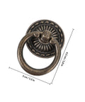 Vintage Retro Old School Cabinet Pull Handles 12pc Set In Antique Alloy Round Ring Drawer Knobs Aged Bronze 4.5cm Size