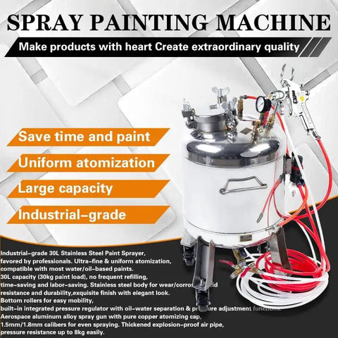 Built Rock Solid 30 Liter Stainless Steel Air Spray Gun With Precision Pressure Gauge And Auto Safety Valve Zero Sweat industrial-grade design