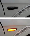 Smoked Amber LED Side Marker Light Assembly Pair With 36 SMD LEDs Sequential Blink Black Smoke Lens installed on Mitsubishi vehicle