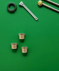 9 Pieces Brass Quarter Inch Npt Male Plug To Eighth Inch Npt Female Hex Hydraulic Adapters Threaded Pipe Fittings Built Tough For Tight Squeeze Jobs Leakproof Seal For Gas Hydraulic System Industrial Projects Gonna Work Great brass fittings on green background