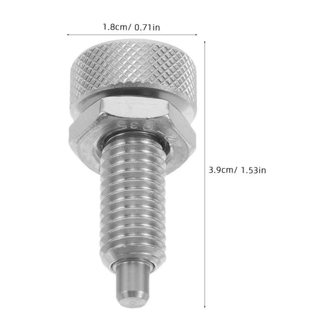 Stainless Steel Spring Loaded Plunger Pin With M10 Thread Offers Quick Lock Action And High Precision Plus 0.02mm Accuracy For Robotic Joints And Heavy Machinery In Industrial Settings, showing threaded body and knurled knob.