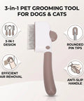 Check Out This Awesome Pet Grooming Kit With A Smooth Self Cleaning Deshedding Brush Rotating Knob And Multi Metal Comb For Fast Fur Removal On Long Or Short Haired Pups Without Any Mess 3-in-1 tool